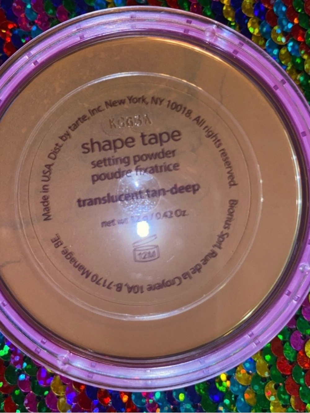 tarte Shape Tape Setting Powder — tan-deep in purple compact